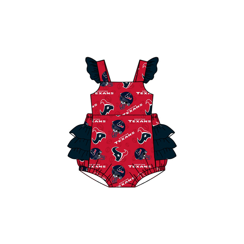 Infant Baby Girls Texans Team Bubble Straps Rompers preorder(moq 5)