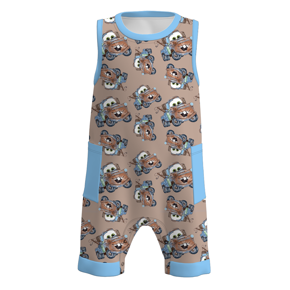 Baby Boys Racing Cars Pocket Sleeveless Rompers preorder(moq 5)