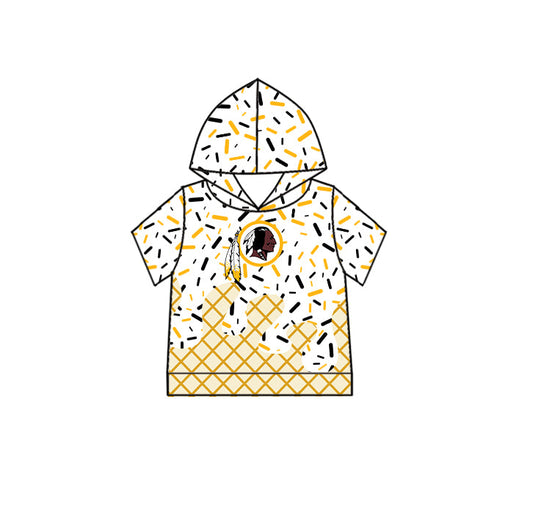 Preorder (moq 5)Baby Boys Drip Sprinkles Washington Redskins Team Short Sleeves Hoodies Top