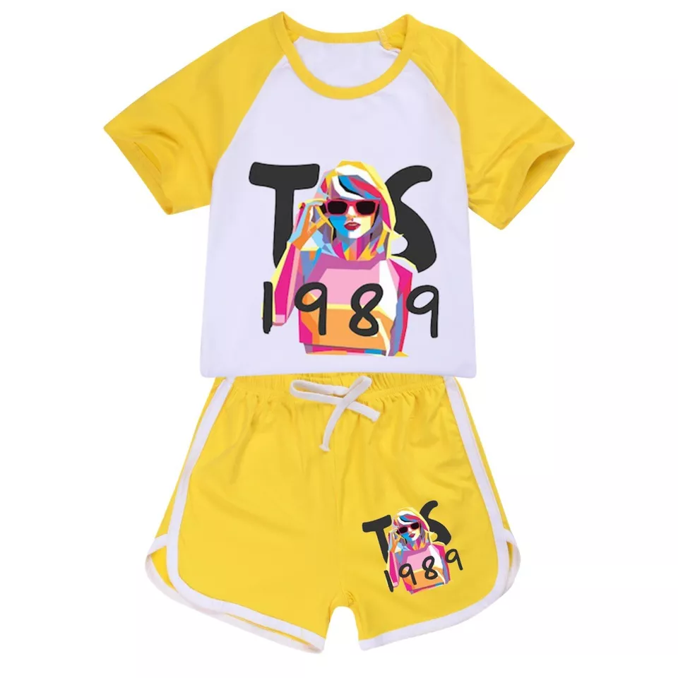 Baby Girls Yellow Singer 1989 Shirt Sports Shorts Clothes Sets Preorder(moq 5)
