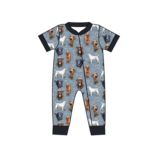 Infant Baby Boys Dogs Hearts Western Zip Rompers preorder(moq 5)