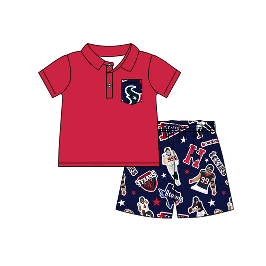 Baby Boys Texans Team Red Top Shorts Clothes Sets preorder(MOQ 5)