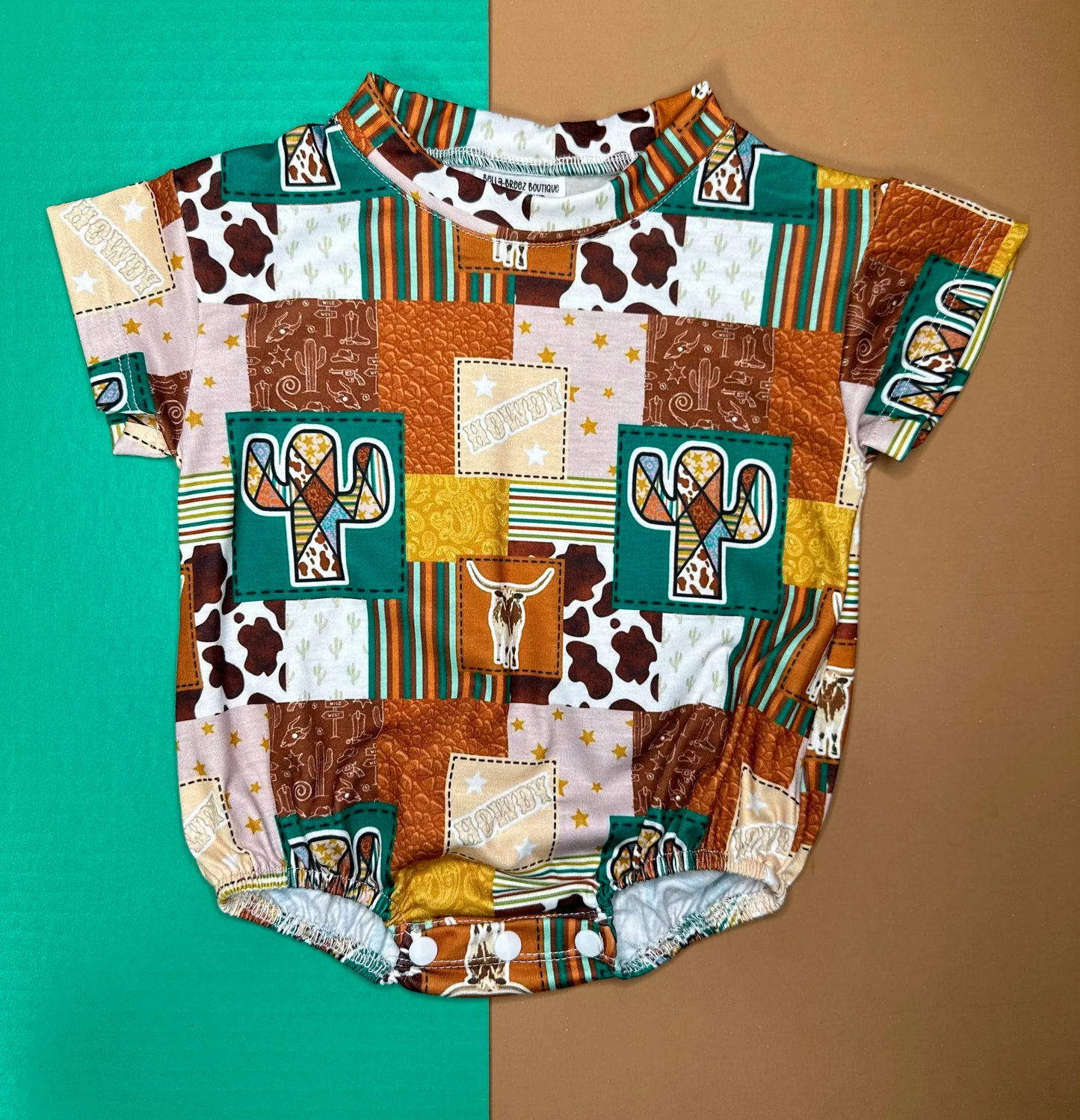 Baby Boys Brown Cactus Short Sleeve Rompers preorder(moq 5)