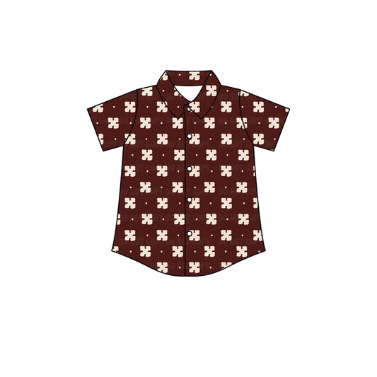 Preorder (moq 5)Baby Boys Western Brand Words Buttons Short Sleeve Tee Shirts Tops