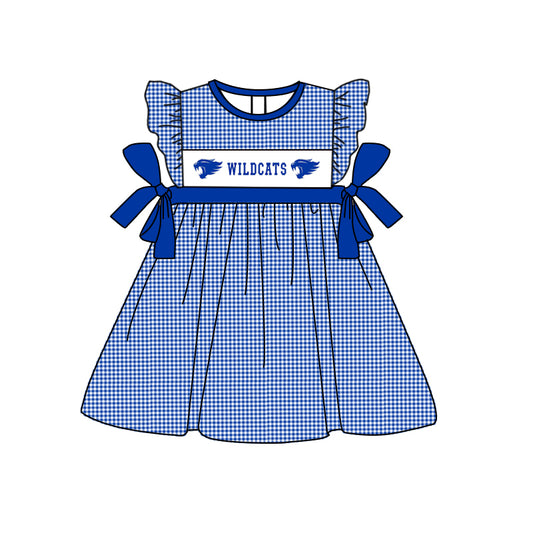 Baby Girls Wildcats Flutter Sleeve Bows Knee Length Dresses preorder (moq 5)