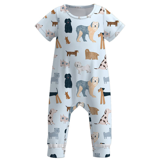 Baby Infant Boys Dogs Short Sleeve Rompers preorder(moq 5)