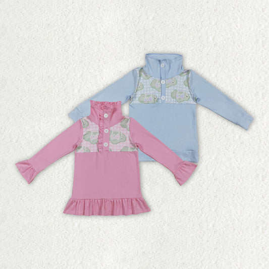 Sibling Baby Boys Girls Long Sleeve Golf Checked Button Pullovers Top