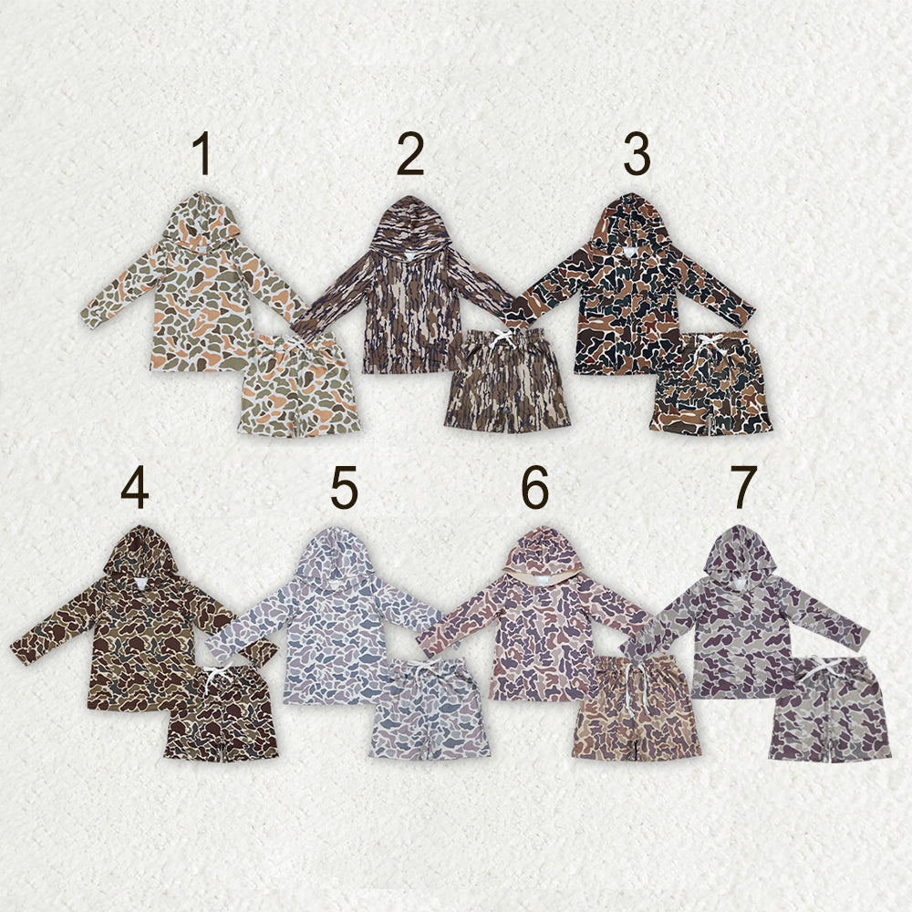 Sibling Baby Boys Long Sleeve Southern Camo Hoodie Top Pockets Shorts Clothes Sets
