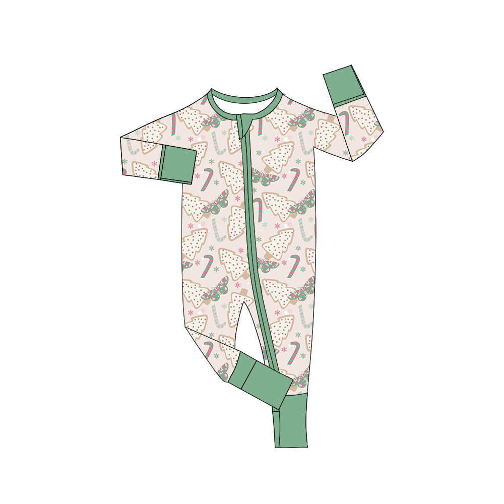 Baby Girls Christmas Tree Zip Long Sleeve Rompers preorder(moq 5)