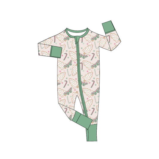 Baby Girls Christmas Tree Zip Long Sleeve Rompers preorder(moq 5)