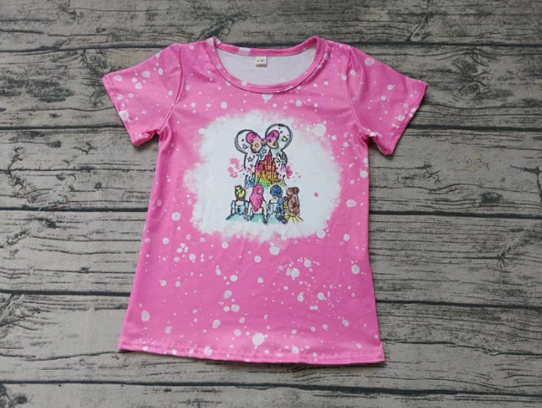 Preorder (moq 5)Baby Girls Pink Princess Castle Tops Tee Shirts