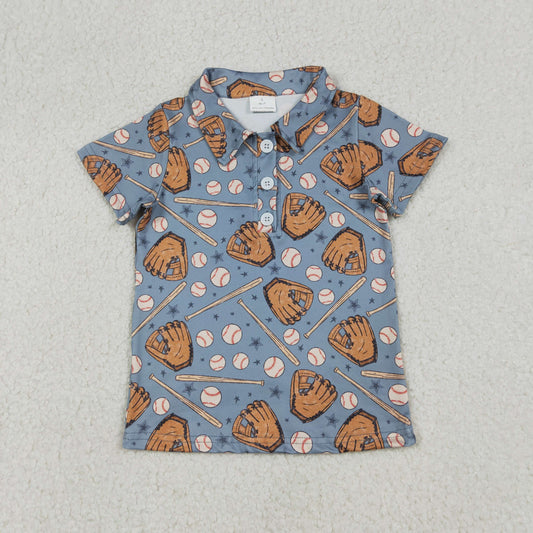 Baby Boys Stars Baseballs Team Button Polo Shirts Top