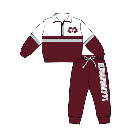 Preorder (moq 5)Baby Boys M State Zip Pullovers Jogger Team Clothes Set
