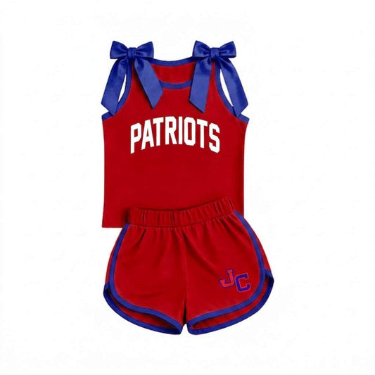 Preorder (moq 5)Baby Girls Patriots Team Bows Shirts Shorts Clothes Sets