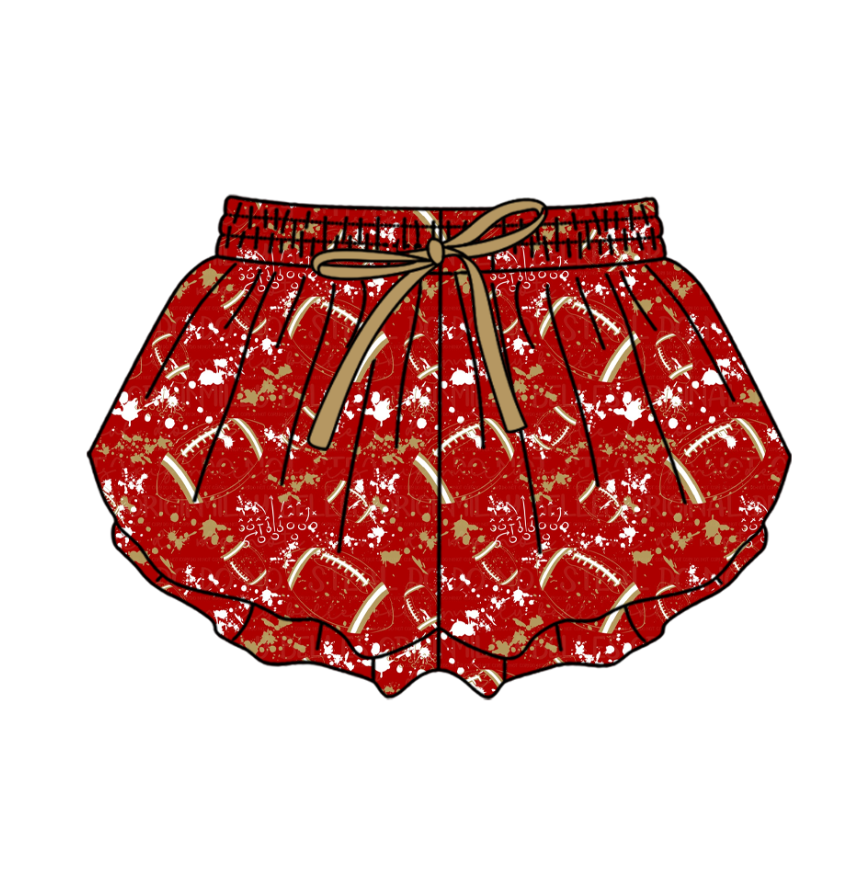 Preorder (moq 5)Baby Girls Tie-dye Footballs Print Team Butterfly Shorts Bottom