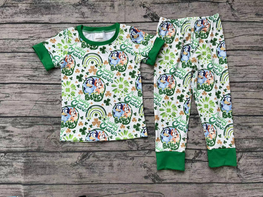 Baby Boys Lucky Charm Dog Short Sleeve Top Pants St Patrick Day Clothes Sets