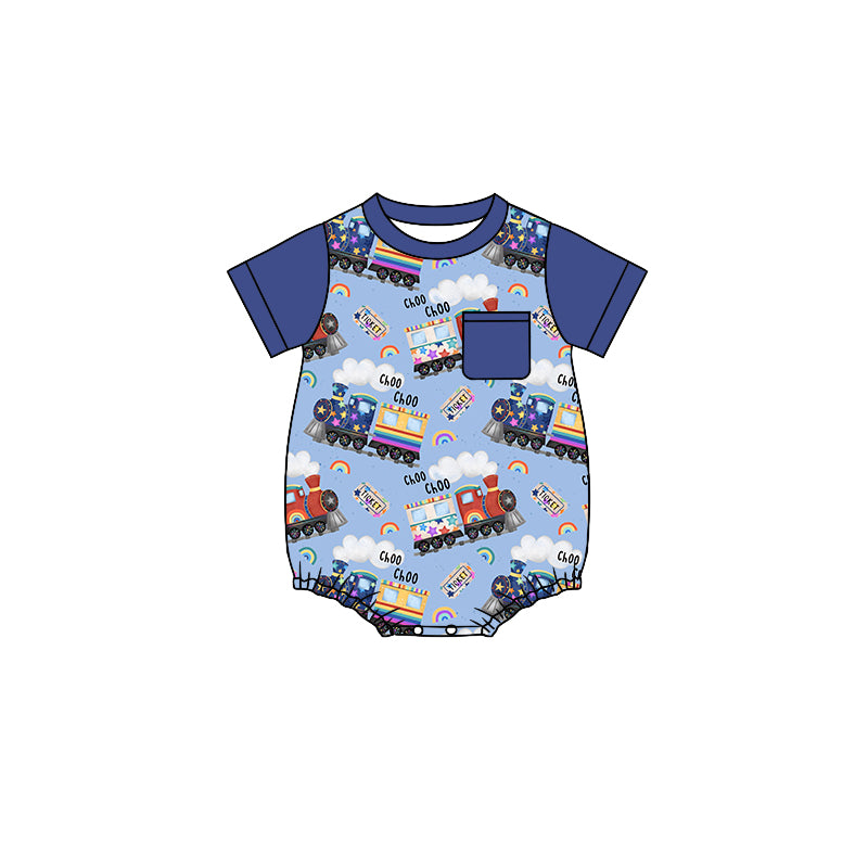 Baby Infant Boys Train Pocket Rompers preorder(moq 5)