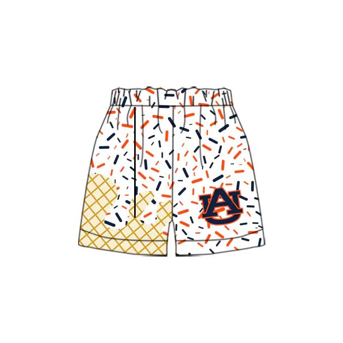 Preorder moq 5  Baby Boys Black Orange Sprinkles UA Team Shorts Bottom