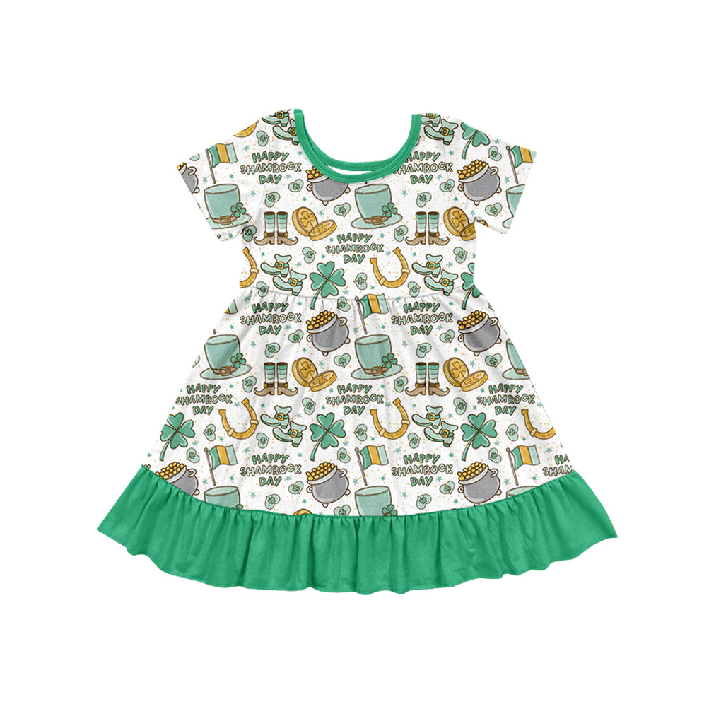 Baby Girls Happy Shamrock Day Knee Length Dresses preorder(MOQ 5)