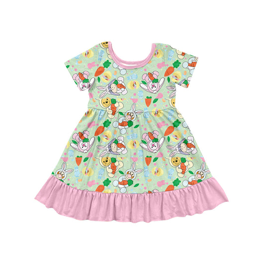 Girls Baby Kids Easter Rabbits Best Friends Ruffle Dresses Clothing preorder(MOQ 5)