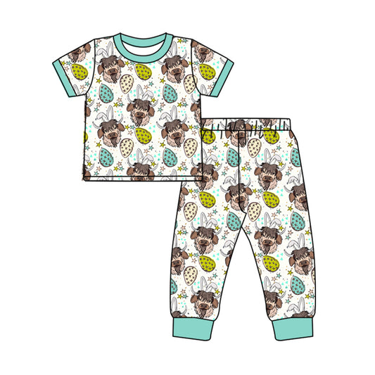 Baby Boys Easter Western Cow Top Pants Pajamas Clothes Sets preorder(MOQ 5)