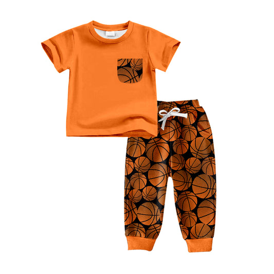 Baby Boys Orange Basketball Shirt Pants Outfits Clothes Sets preorder(moq 5)