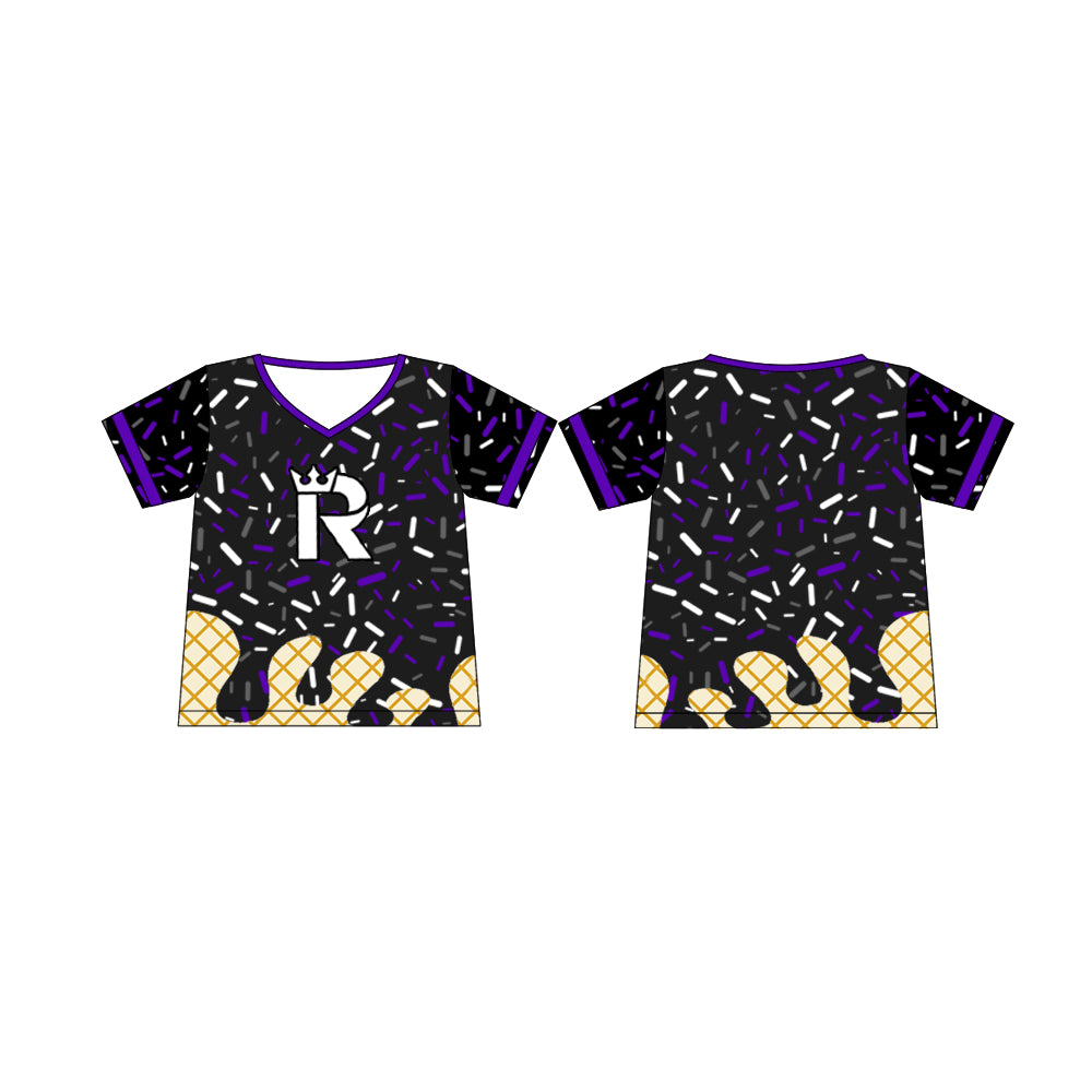 Preorder(moq 5)Baby Boys Short Sleeve Black Sprinkles R Team Shirts Tops