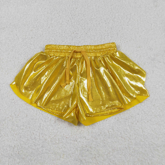 Baby Girls Leather Yellow Ruffle Shorts Bottoms