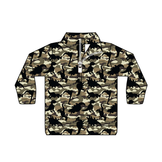 Baby Boys Camo Dinosaur Zip Long Sleeve Pullovers Tops preorder(MOQ 5)