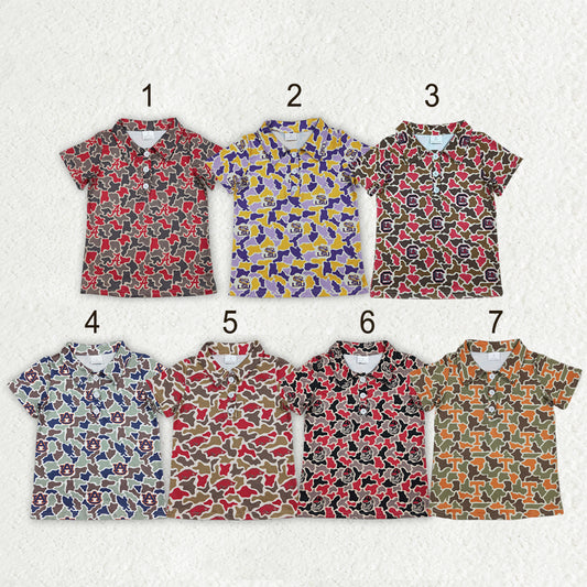 Sibling Baby Boys Short Sleeve Southern Camo Team Button Polo Shirts Top
