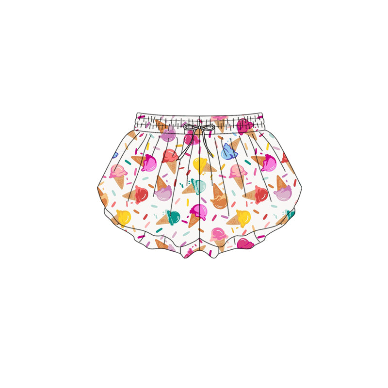 Preorder (moq 5)Baby Girls Colorful Ice Cream Sprinkles Ruffle Shorts Bottom