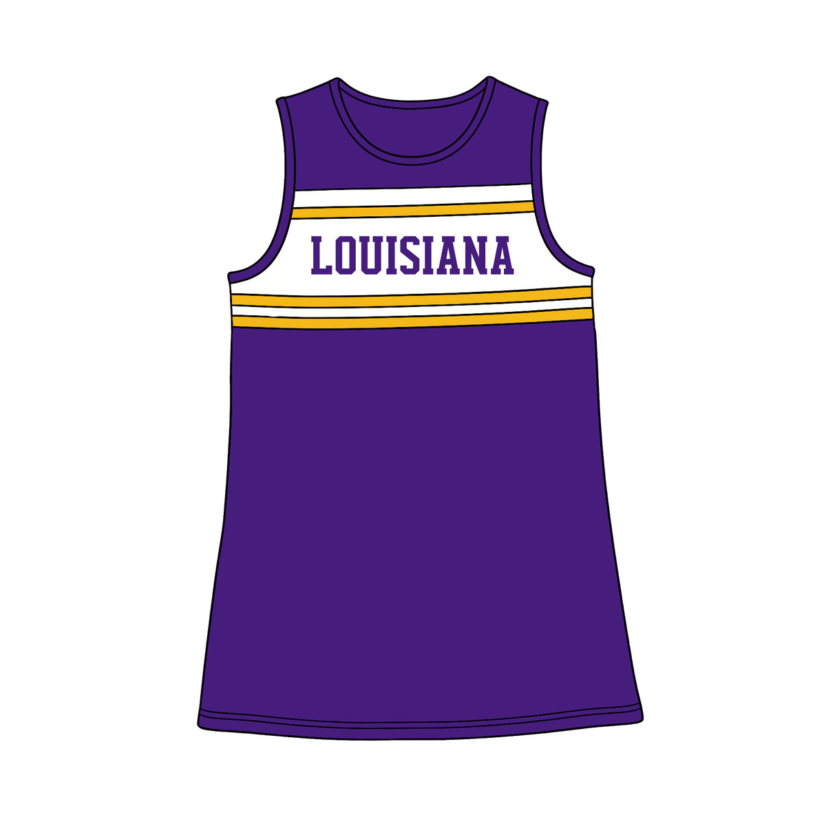 Preorder (moq 5) Baby Girls Sleeveless Louisiana Yoga Active Team Knee Length Dress