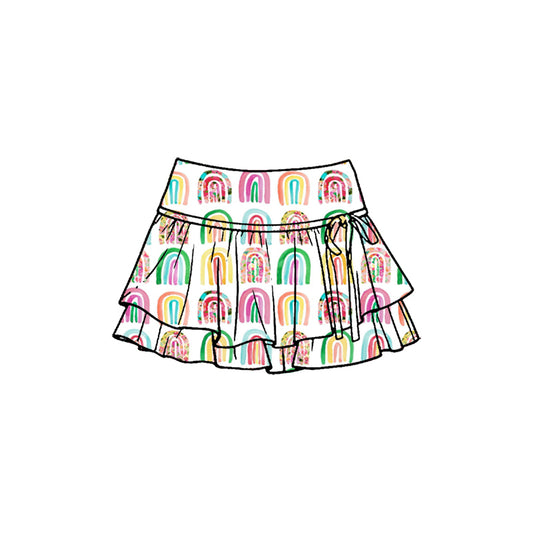 Preorder (moq 5)Baby Girls Colorful Rainbows Double Ruffle Skirt Shorts Bottom