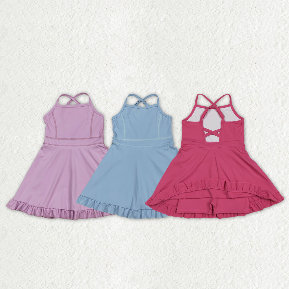 Sibling Baby Girls Strap Yoga Active Short Team Knee Length Dresses