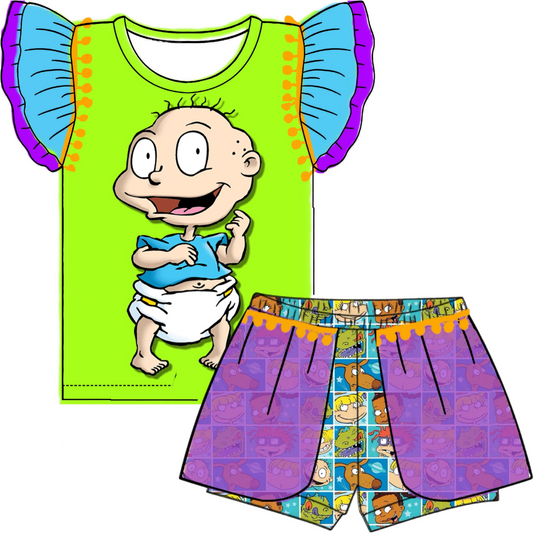 Baby Girls Cartoon Babe Shirt Shorts Summer Clothes Sets preorder (moq 5)