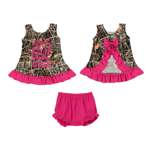 Baby Girls Camo Duck Bow Tunic Top Bummie Sets preorder(moq 5)