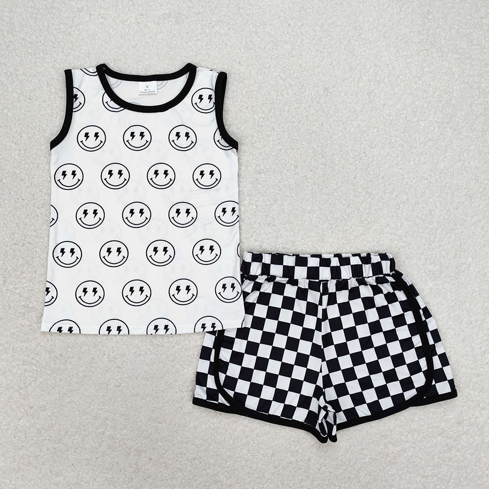 Baby Boys Black Smile Sleeveless Top Shorts Clothes Sets