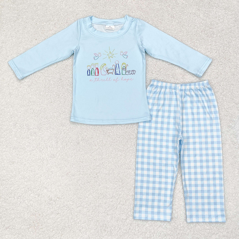 Baby Boys Christmas Blue Nativity Top Pants Clothes Sets