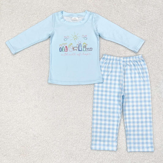 Baby Boys Christmas Blue Nativity Top Pants Clothes Sets