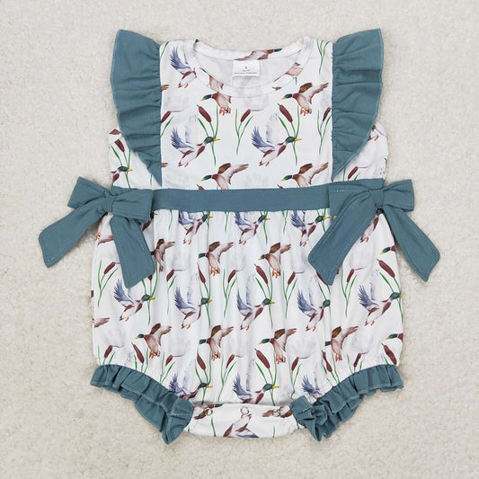 Baby Infant Girls Flying Ducks Flutter Sleeve Rompers