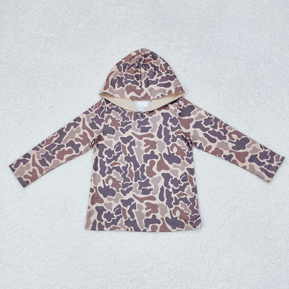 Baby Boys Grey Leopard Camo Hooded Long Sleeve Tee Shirts Tops