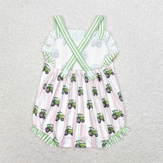 Baby Infant Girls Farm Tractor Sleeveless Rompers