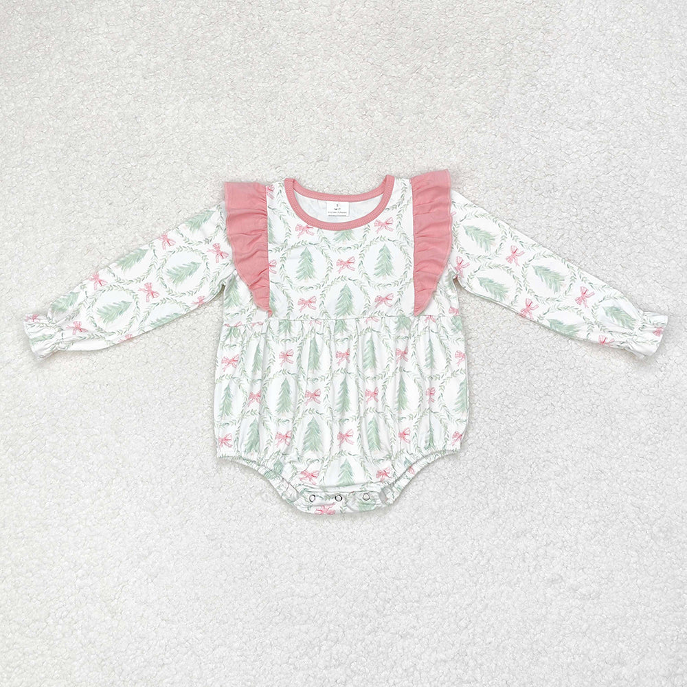 Baby Infant Girls Christmas Tree Long Sleeve Rompers