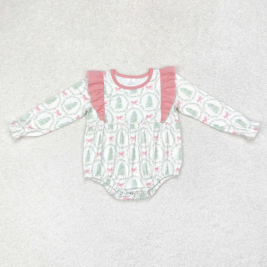Baby Infant Girls Christmas Tree Long Sleeve Rompers