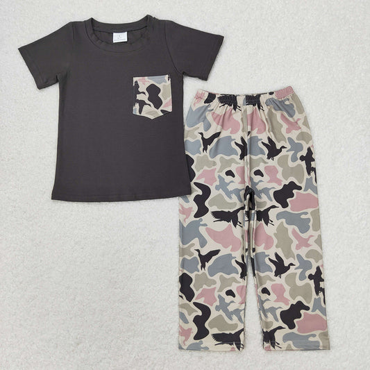 Baby Boys Grey Pocket Top Duck Camo Pants Clothes Sets