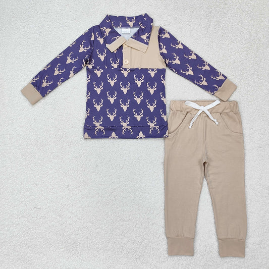 Baby Boys Fall Deers Pullovers Tops Shirt Pants Clothes Sets