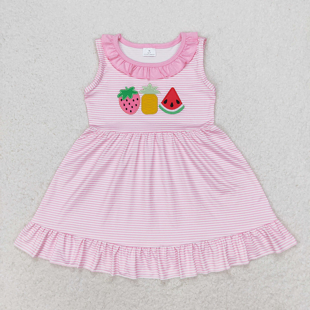 Baby Girls Pink Stripes Watermelon Knee Length Dresses