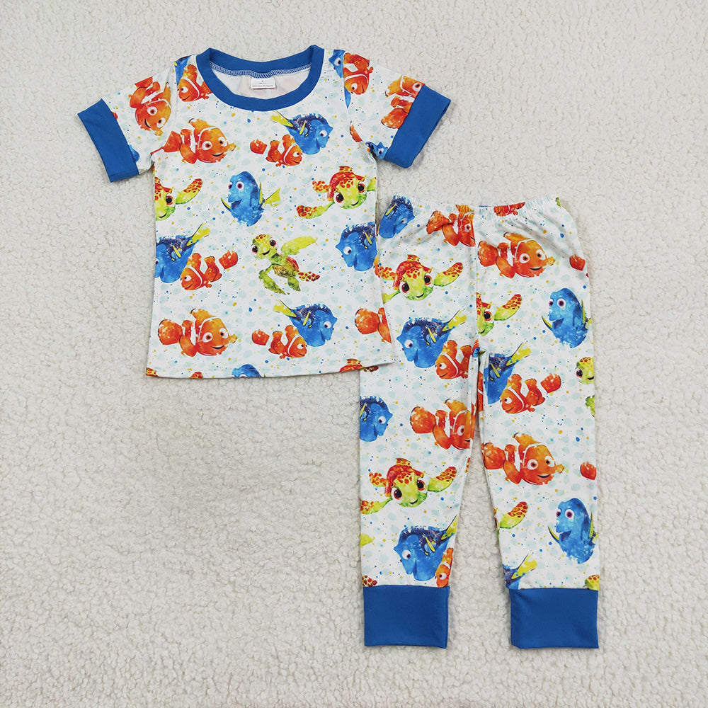 Baby Boys Fish Turtle Tops Pants Pajamas Clothes Sets