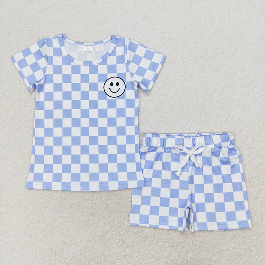 Baby Boys Short Sleeve Blue Smile Top Shorts Clothes Sets