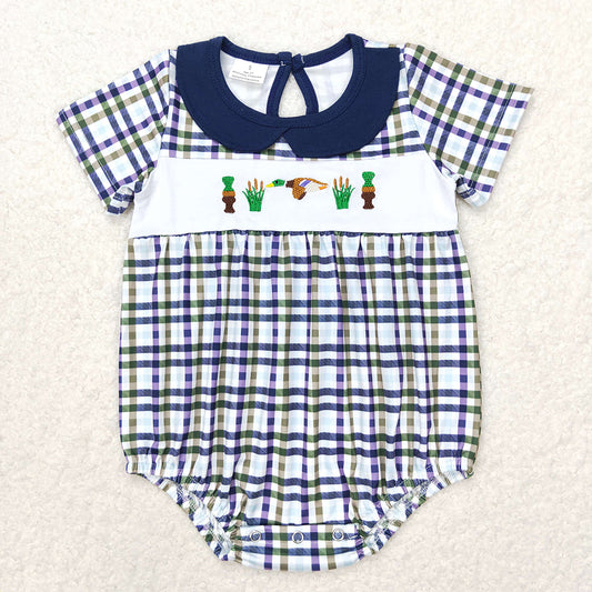 Baby Girls Gingham Short Sleeve Ducks Summer Spring Rompers
